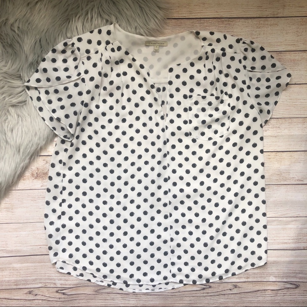 41‎ Hawthorne Woman's White Polka Dot Top